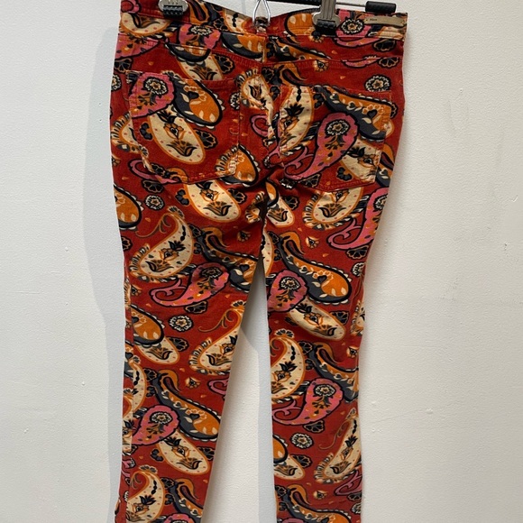 Pilcro and the Letterpress Paisley Skinny Pants - Red and Orange - Picture 2 of 6